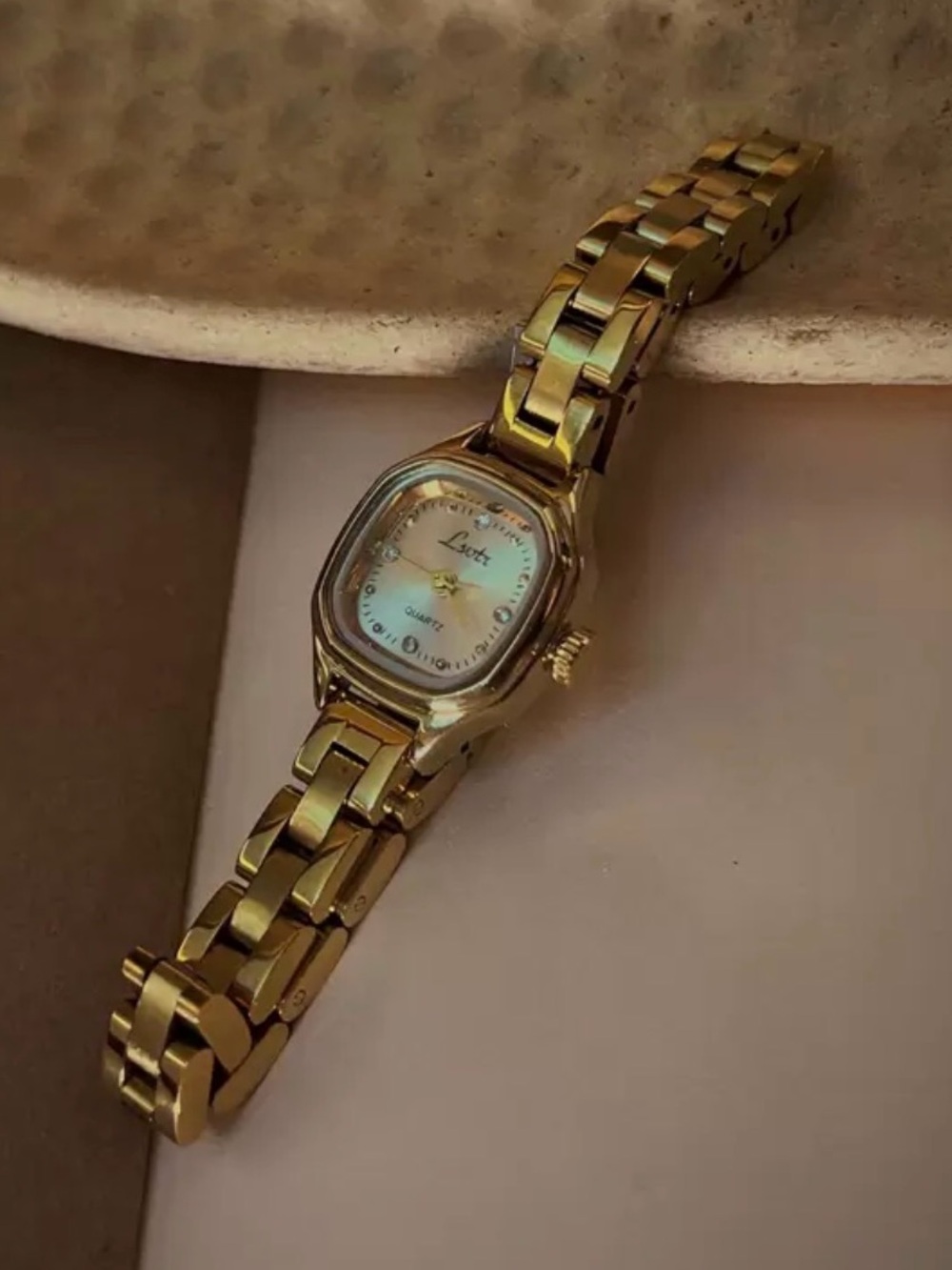 Gold-tone Ladies Bracelet Watch with White Dial
